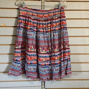Hannah XL Skirt Red Blue White Viscose Blend Boho Festival Casual